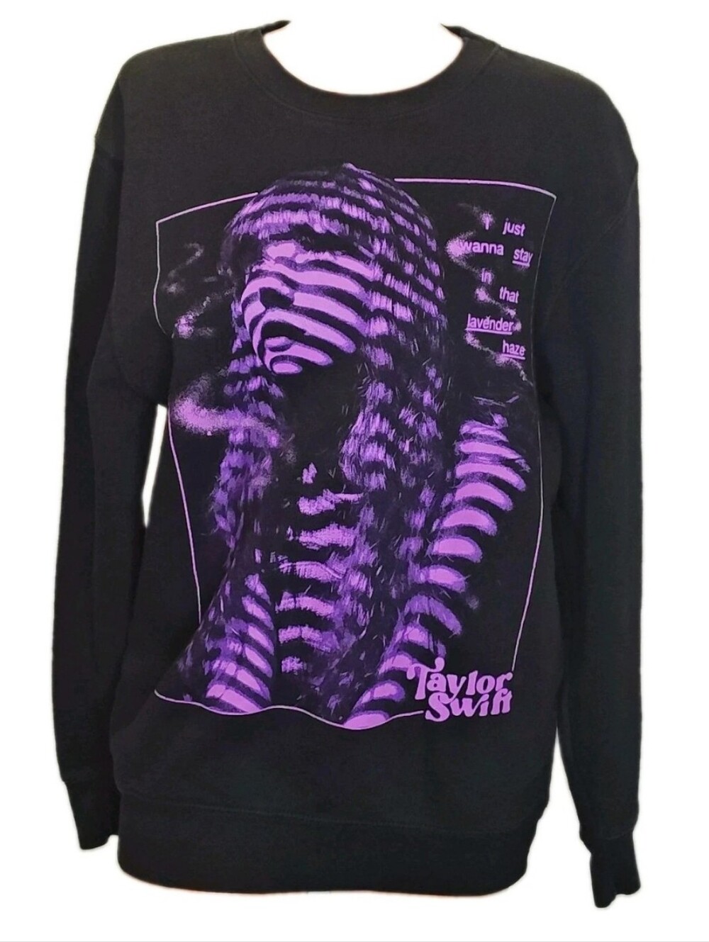Taylor Swift Lavender Haze Sweatshirt Adult Small Black Crewneck Purple Graphics